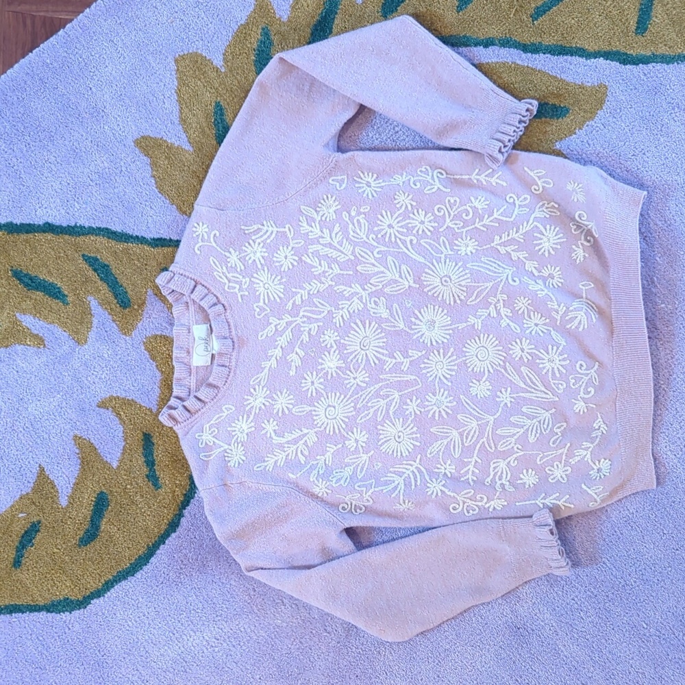 Girls Pink Embroidered Sweater size 8